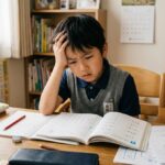 勉強に向かえず苦しむ不登校の子どものイメージ